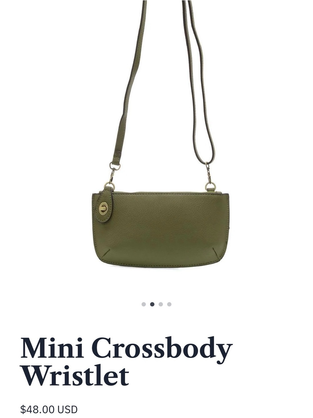 Joy Susan Vegan Leather Olive Green Mini Crossbody Wristlet Clutch